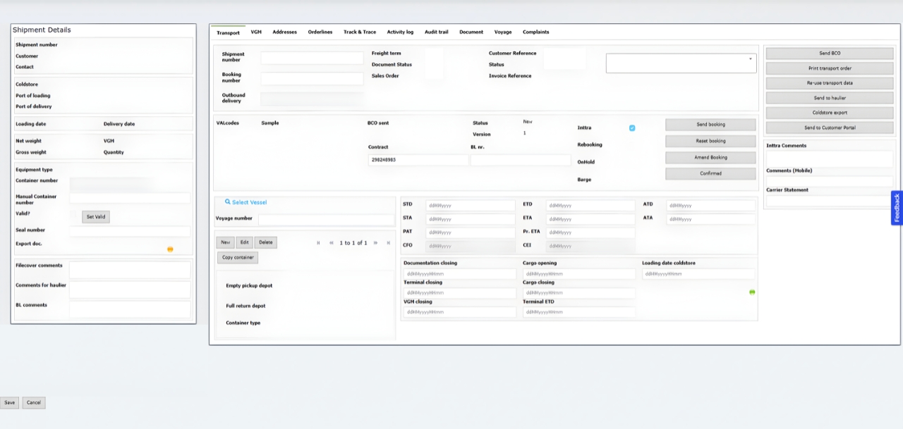 CAPE Container planning - Verzendgegevens - mockup - CAPE template - maatwerk - lowcode - highcode